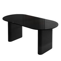 ESSTISCH OVI mit geriffelter Tischbasis Schwarz - Schwarz, Holzwerkstoff (90/180/75cm) - Lookway