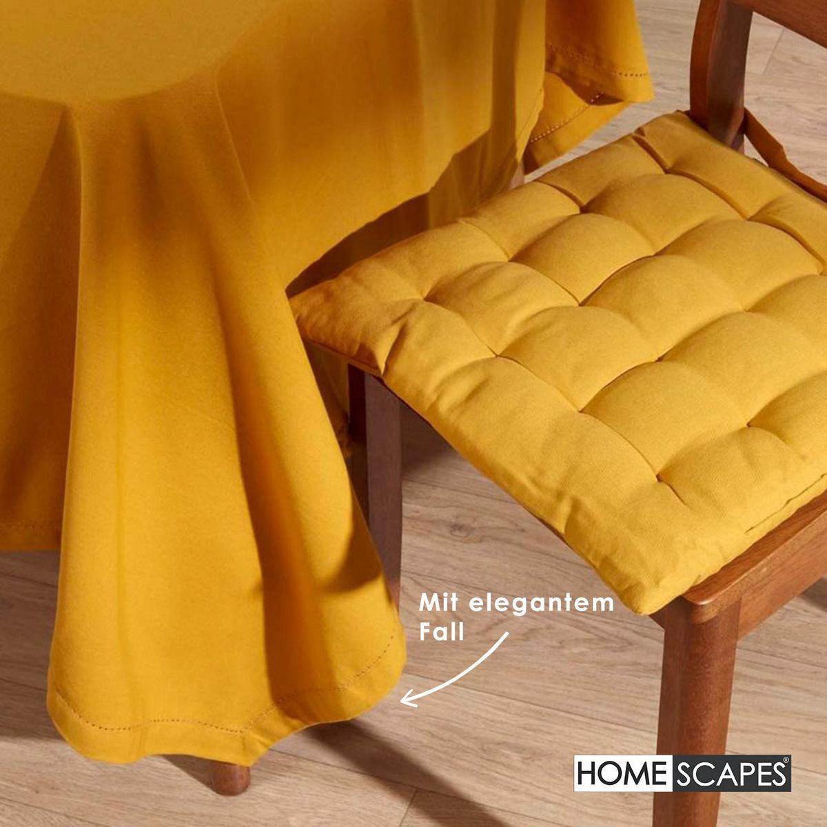 TISCHDECKE senfgelb 137/228 cm, 100% Baumwolle - Dunkelgelb, Textil (137/228cm) - Homescapes