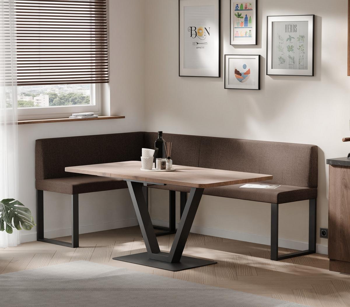 ECKBANK links SANA U Webstoff glatt, 142/196 cm Braun - Braun, Textil/Metall (142/196cm) - Idohome