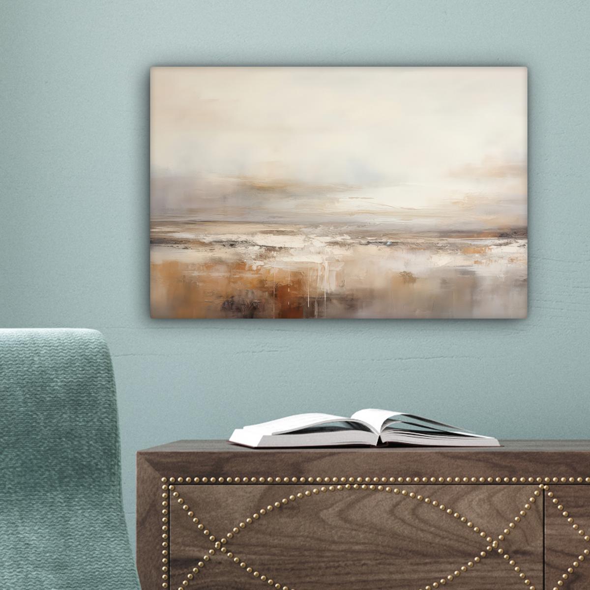 LEINWANDBILD Kunst - Industriell - Grau - Braun - Abstrakt Deko Schlafzimmer 30x20 cm - Sandfarben, Textil (30/20cm) - MuchoWow