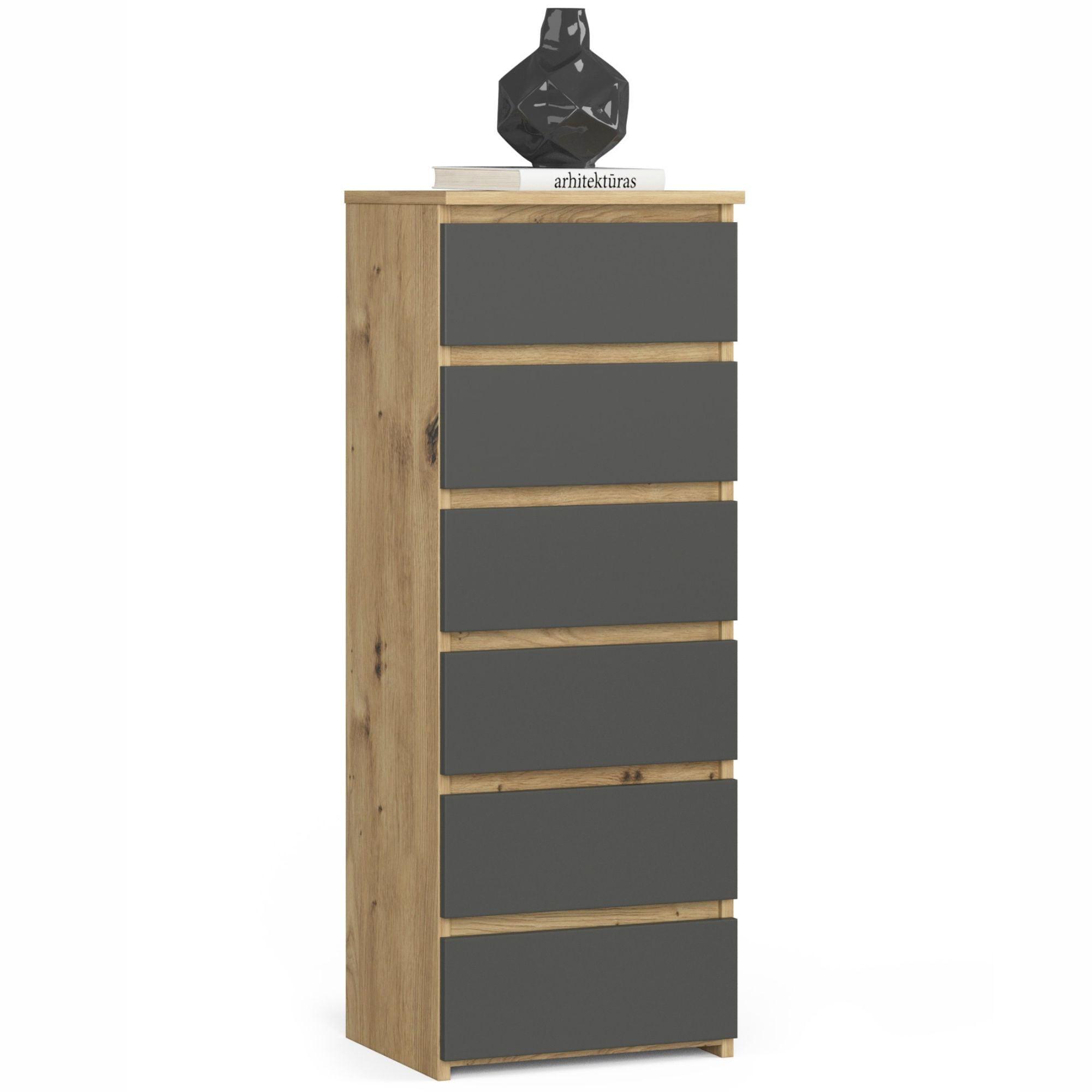 KOMMODE Eiche Artisan, Graphit Grau 109/40/35 - Eiche Artisan, Holzwerkstoff (40/109/35cm) - RAUMHIRSCH FURNITURE