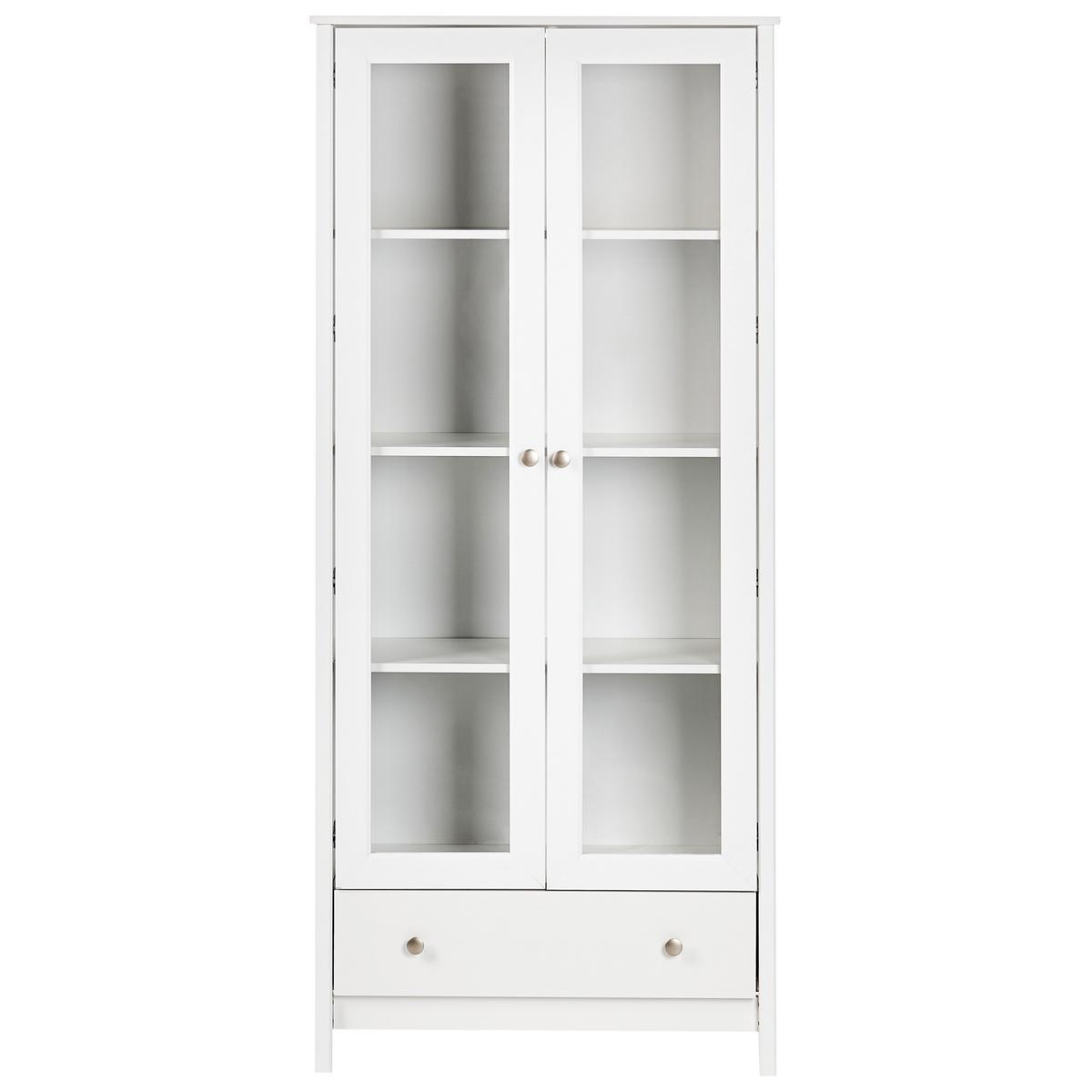 VITRINE mit Glastüren 80 cm Weiß Nornalup - Weiß, Holzwerkstoff (80/180/35cm) - Beliani