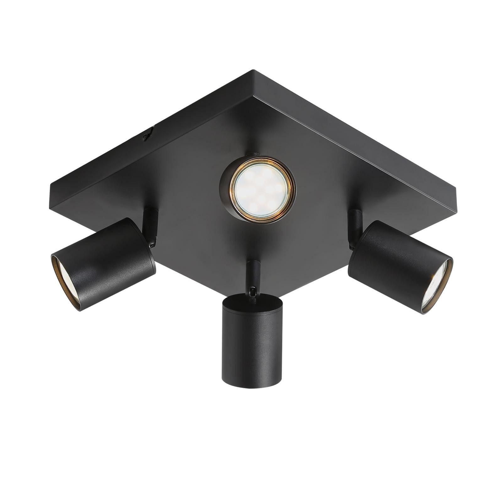 DECKENSTRAHLER Baunach 4-flammig 25/25/14.4 cm - Schwarz, Metall (25/25/14.4cm) - Nettlife