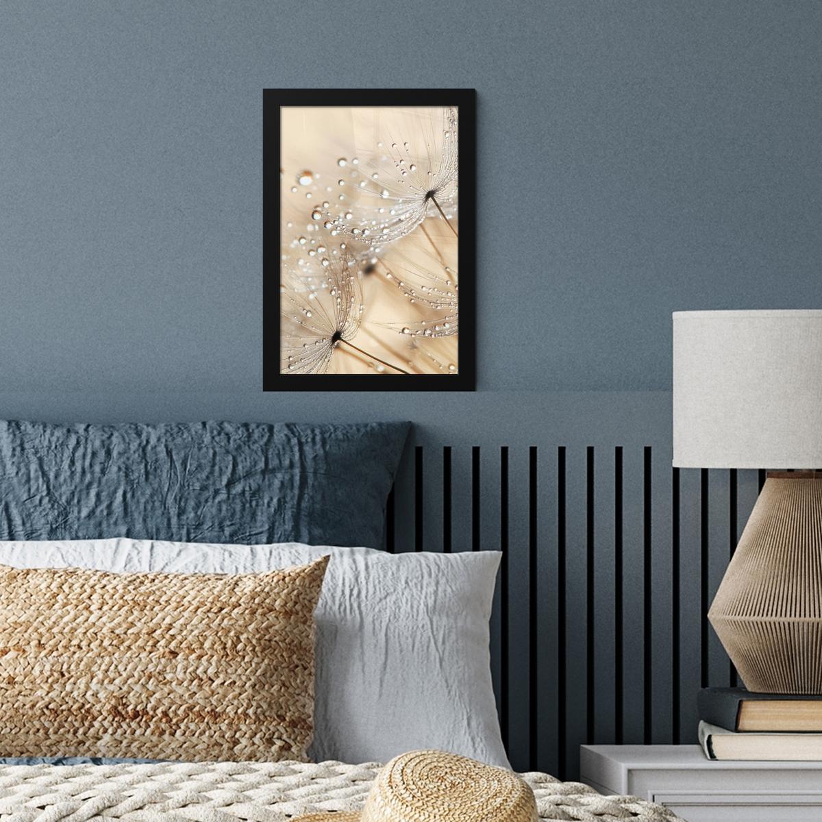 POSTER MIT RAHMENGERAHMTES BILD Löwenzahn - Abstrakt - Natur - Beige Poster 20x30 cm - Braun, Papier (20/30cm) - MuchoWow