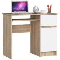 SCHREIBTISCH Eiche Sonoma, Weiß 77/90/50 - Weiß, Holzwerkstoff (120/59/77cm) - RAUMHIRSCH FURNITURE