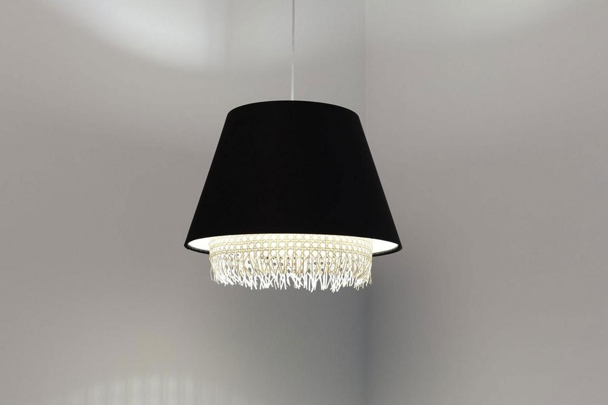 HÄNGELEUCHTE Schwarz 40/32 cm - Schwarz, Naturmaterialien (40/1.3/32cm) - ONZENO