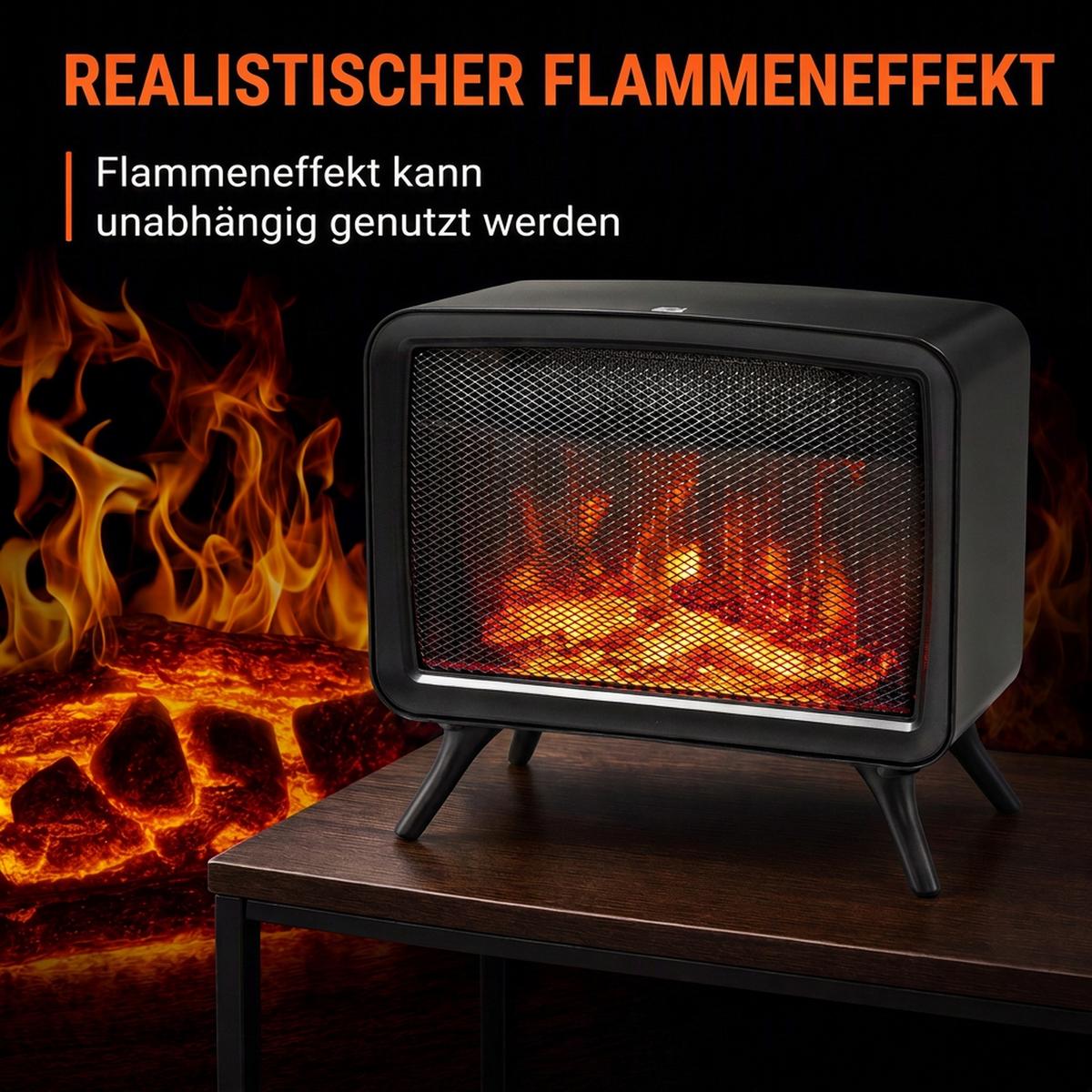 ELEKTROKAMIN ABS Stahl Schwarz - Schwarz, Kunststoff (18/30/35.5cm) - HOMCOM