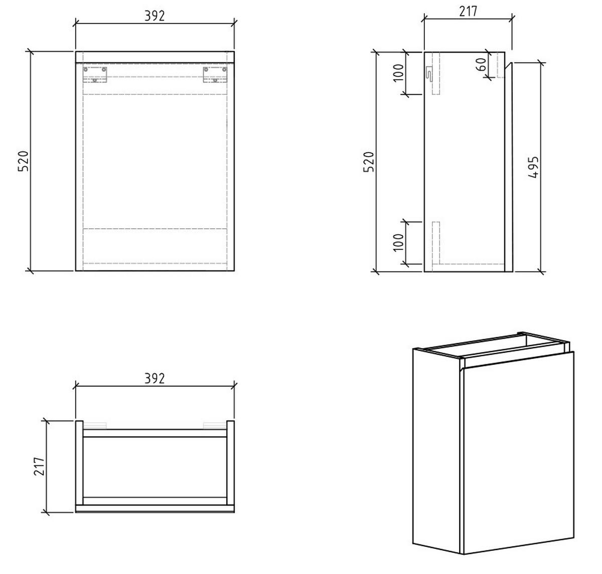 GÄSTE-WC-MÖBELSET Angela 2 Teile Eiche - 40 x 22 x 64 cm - Eichefarben, Holz (40/52/22cm) - Badplaats