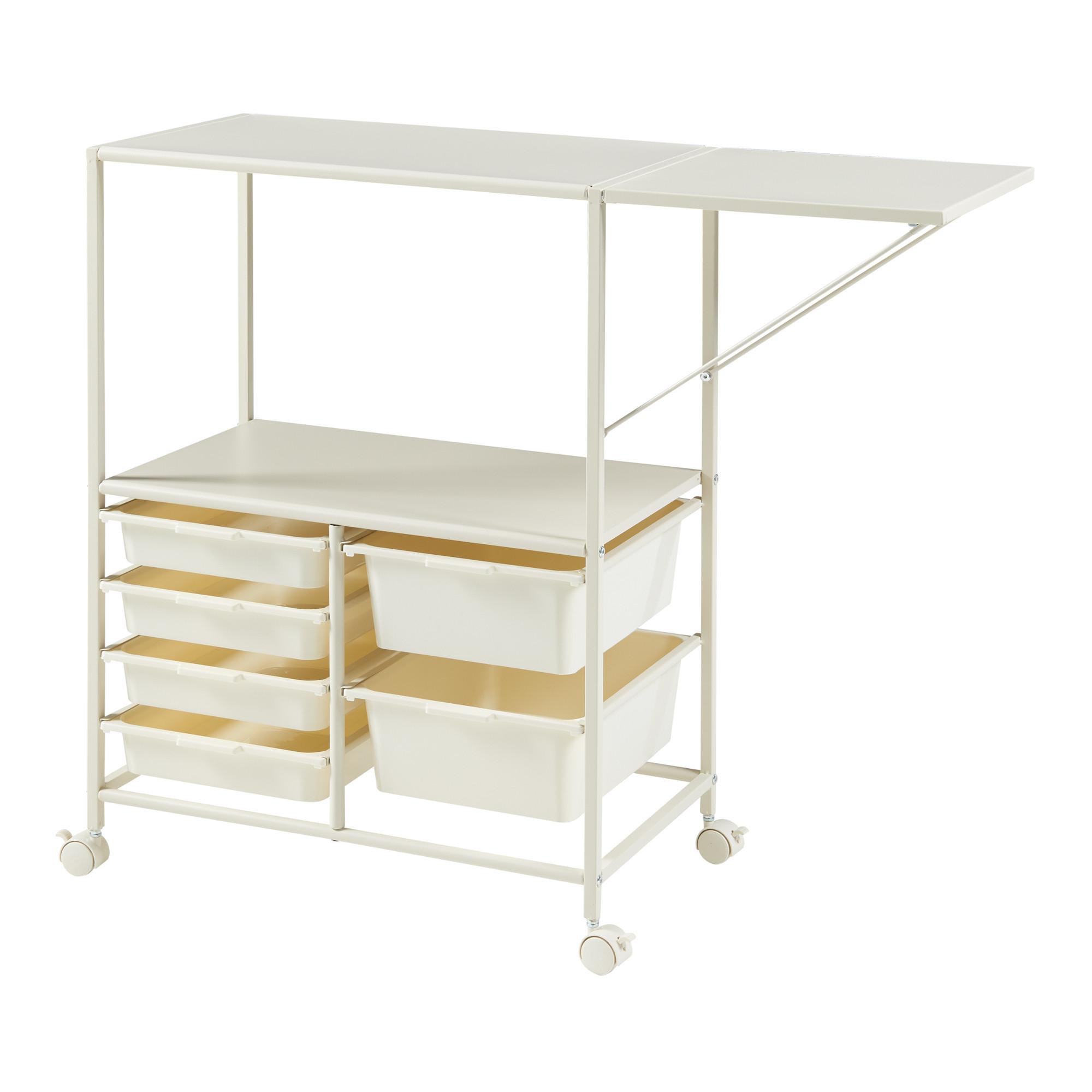 ROLLWAGEN Sørfold - Weiß, Metall (37/85/100cm) - [en.casa]