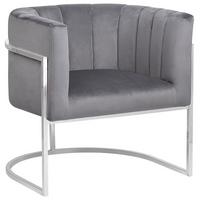 SESSEL Samtstoff grau Larvik - Grau, Textil (73/72/66cm) - Beliani