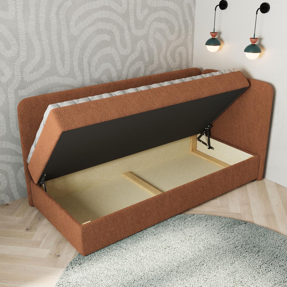 BOXBETT GINA 90x200 cm mit Matratze und Topper, H2+H3 - Kupferfarben - Kupferfarben, Holz (90/200cm) - MASSENO