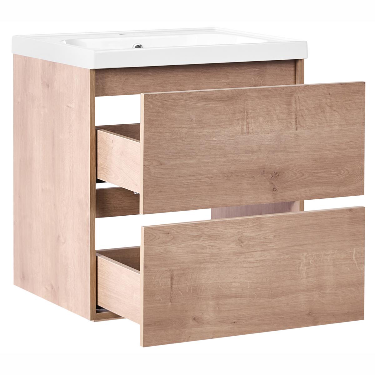 WASCHBECKENUNTERSCHRANK wandmontiertk mit Waschbecken Hellbraun Lagoa - Hellbraun, Holzwerkstoff (60/60/50cm) - Beliani