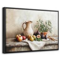 LEINWAND Bilder mit Rahmen - Obst - Kräuter - Ländlich - 30x20 - Naturfarben, Textil (30/20cm) - MuchoWow