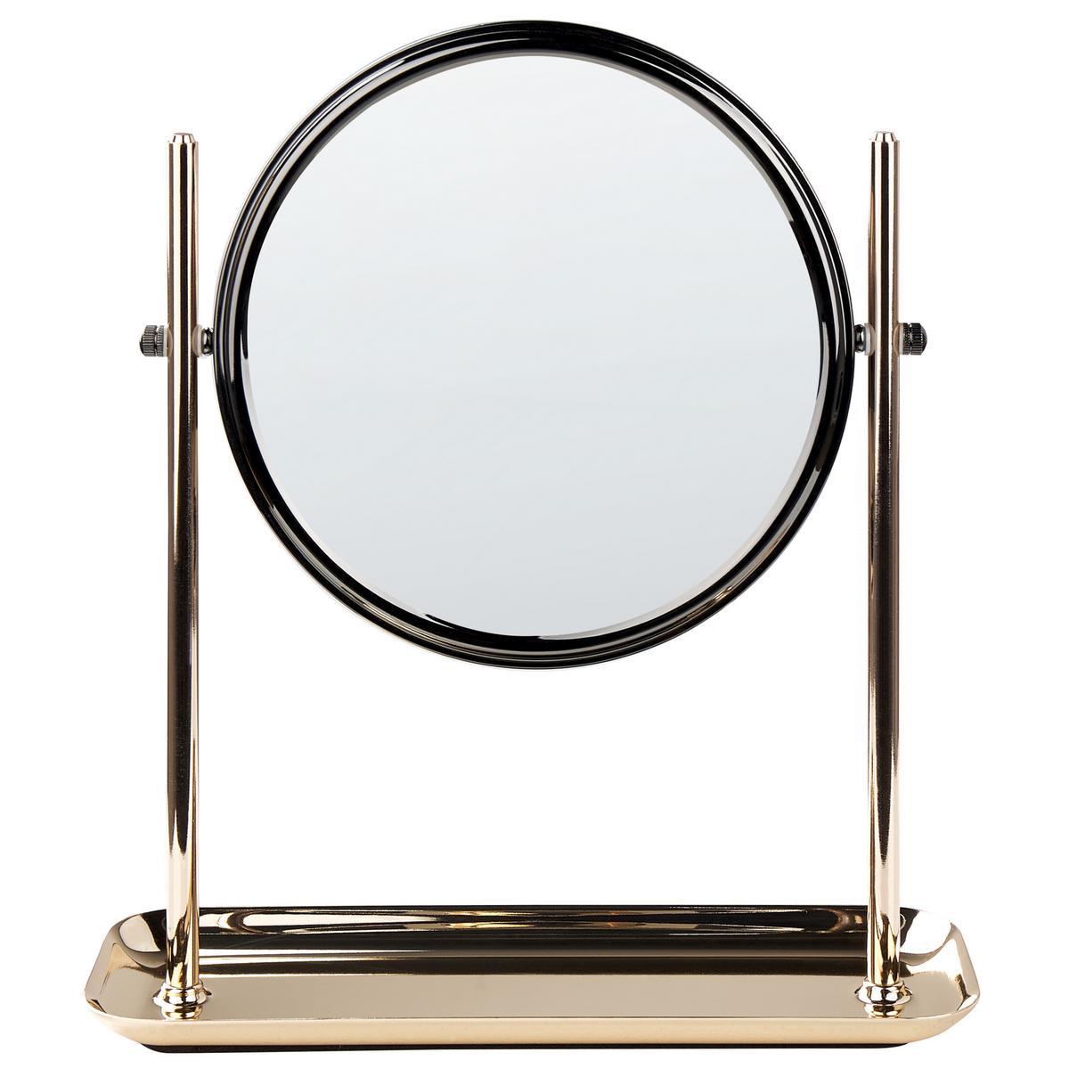KOSMETIKSPIEGEL 20 cm gold/schwarz Finistere - Goldfarben/Schwarz, Metall (25/30/8cm) - Beliani