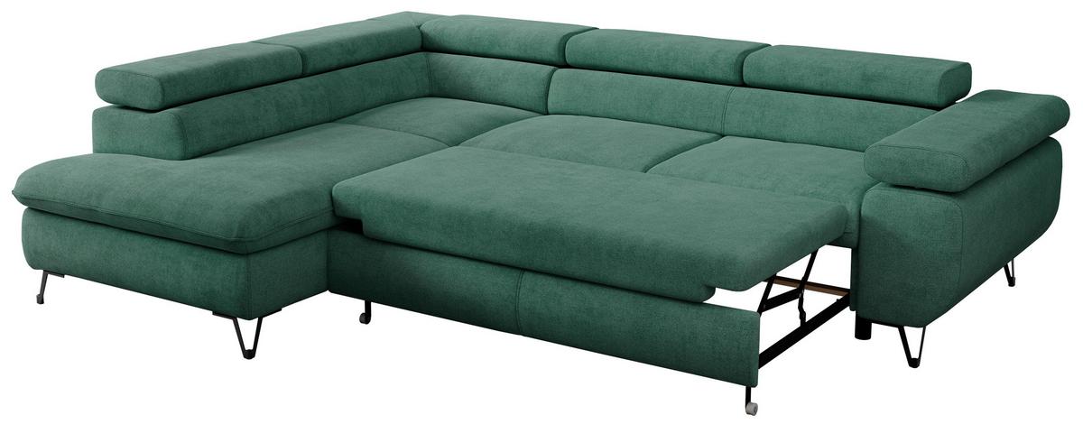 ECKSOFA PEDRO L Grün Struktur - Links Seite - Schwarz/Grün, Textil/Metall (208/273cm) - MKS