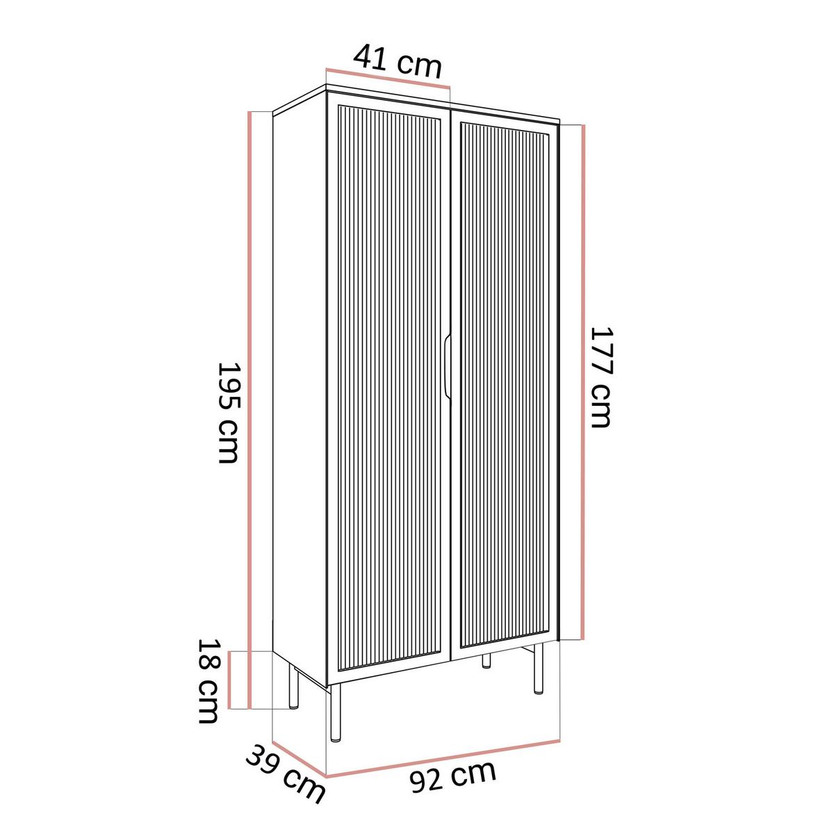 VITRINE LINEA mit LED-Beleuchtung Kaschmir - Kaschmir, Holzwerkstoff (82/195/39cm) - Lookway