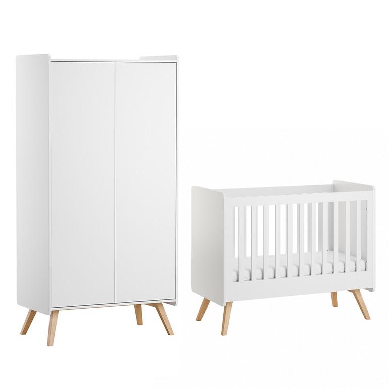 BABYZIMMER 2-teilig Vintage Weiß - Weiß, Holzwerkstoff (125/103/65cm) - Petits-meubles