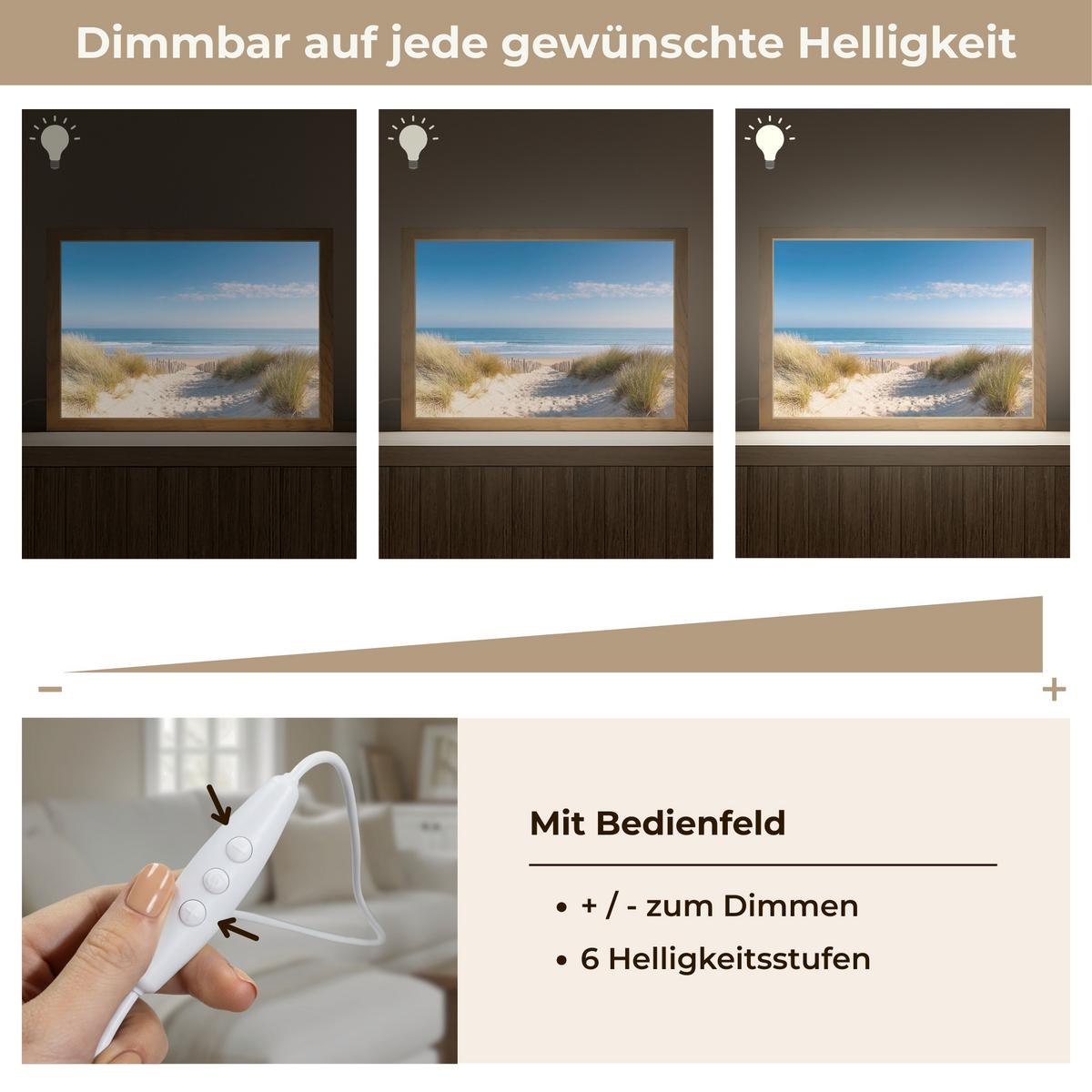 WANDLEUCHTE Strand - Meer - Düne - Sand - Sommer 30x20 cm - Sandfarben, Holzwerkstoff (30/20/8cm) - OnlyWow