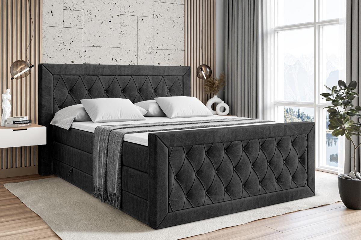 BOXSPRINGBETT NOEL-Z KING - 160 x 200 - H3/H4 - Schwarz - Schwarz, Holzwerkstoff (160/200cm) - ALTDECOR