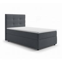 BOXBETT SAKARYA 120x200 cm mit Bettkasten und Matratze - Dunkelgrau + TOPPER - Dunkelgrau/Schwarz, Holz/Holzwerkstoff (120/200cm) - AX Living