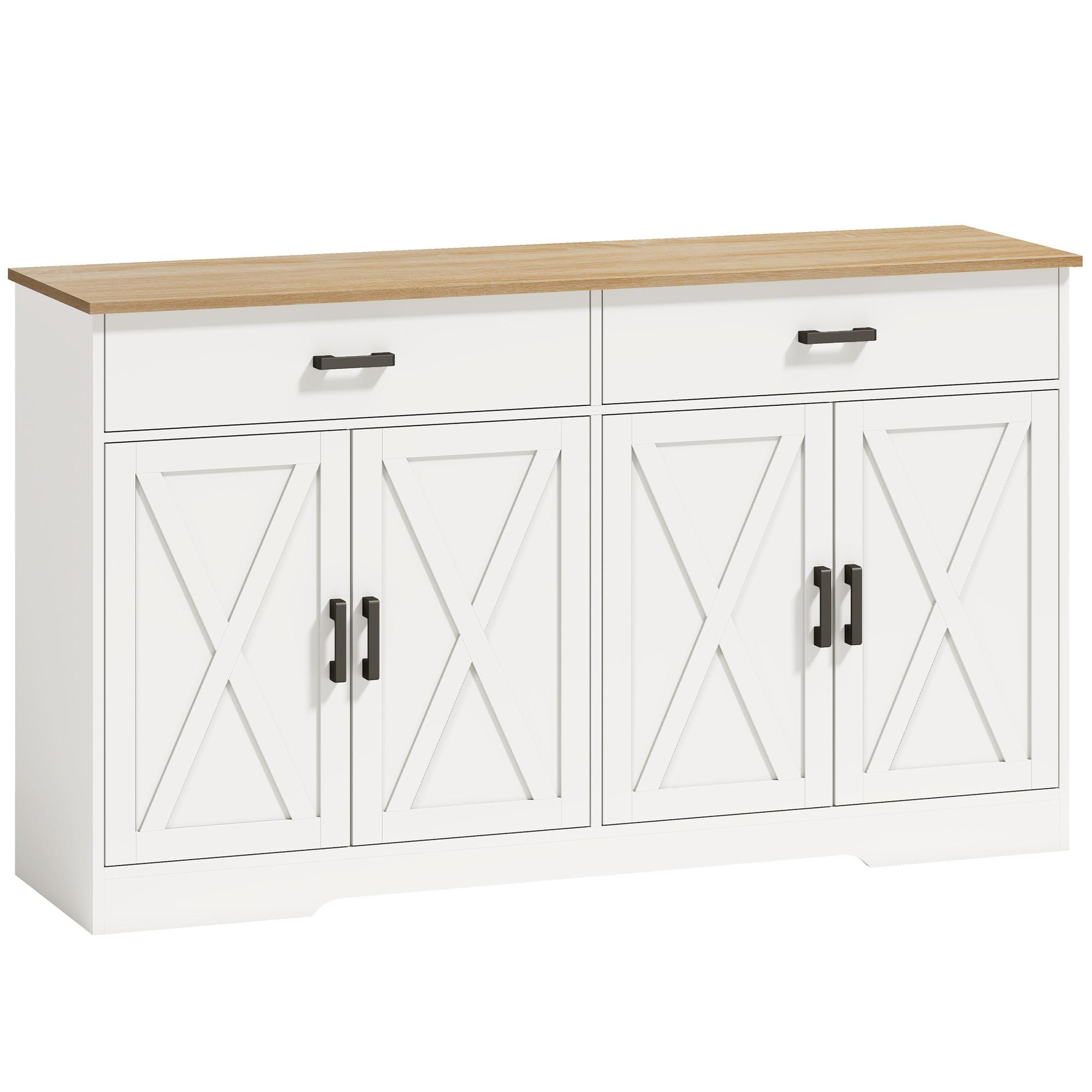 SIDEBOARD Spanplatte Weiß - Silberfarben/Weiß, Holzwerkstoff/Metall (38.5/81/140cm) - HOMCOM