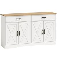 SIDEBOARD Spanplatte Weiß - Silberfarben/Weiß, Holzwerkstoff/Metall (38.5/81/140cm) - HOMCOM