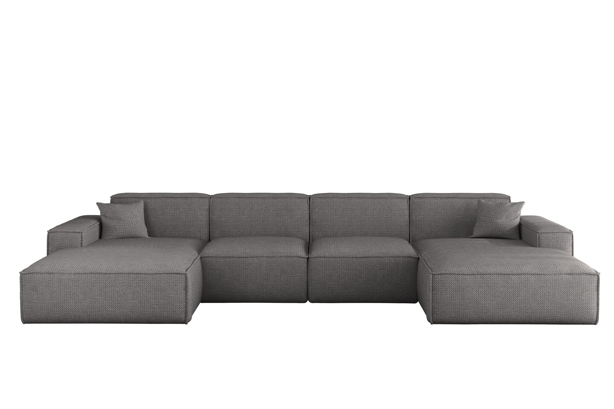 WOHNLANDSCHAFT Celes Premium In Artico - Grau, Holzwerkstoff/Textil (378/73/165cm) - Fun Möbel