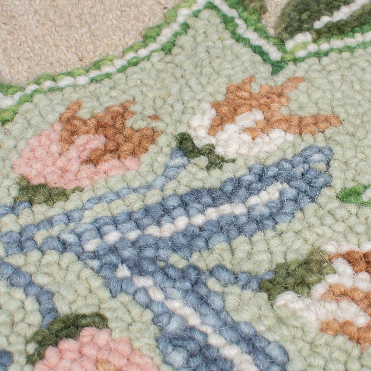 WOLLTEPPICH CHAR, floral, Grün, 60 x 230 cm - Grün, Textil (230/60cm) - KADIMA DESIGN