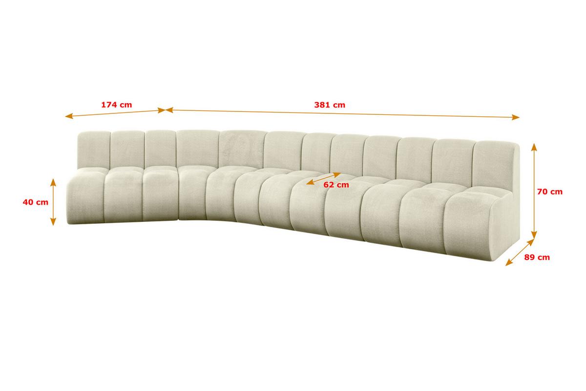 ECKSOFA modulares Sofa Montra-L2 - 381x174x70 cm Beige - Beige, Holzwerkstoff/Textil (381/174cm) - ALTDECOR