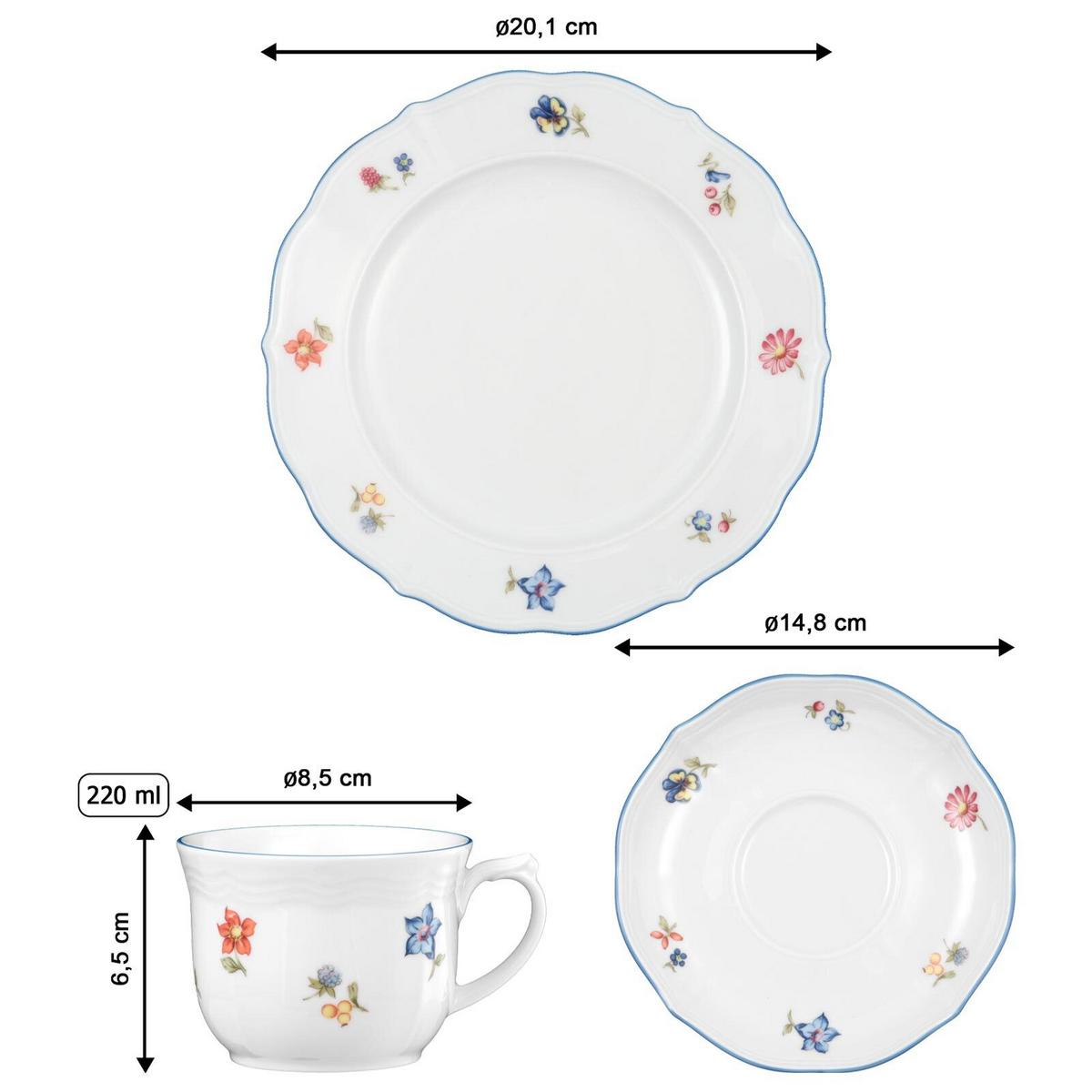 KAFFEESERVICE Sonate Nostalgie bunt 20-tlg. - Multicolor, Keramik (2/2/2cm) - Seltmann Weiden