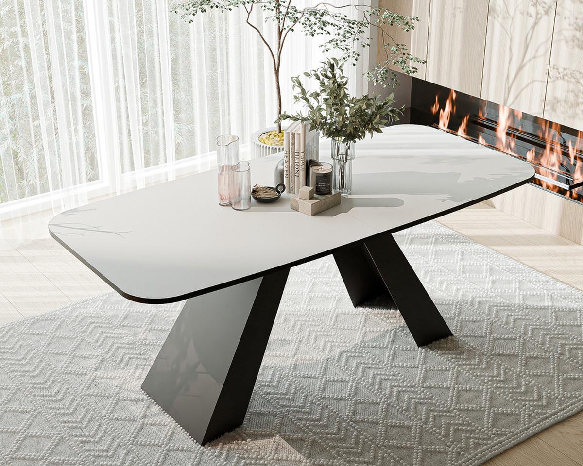 AUSZIEHTISCH ZENITH 180/90/76 cm mit Metallgestell, Schwarz / Weiß - Schwarz/Weiß, Holzwerkstoff/Metall (90/180/76cm) - Idohome
