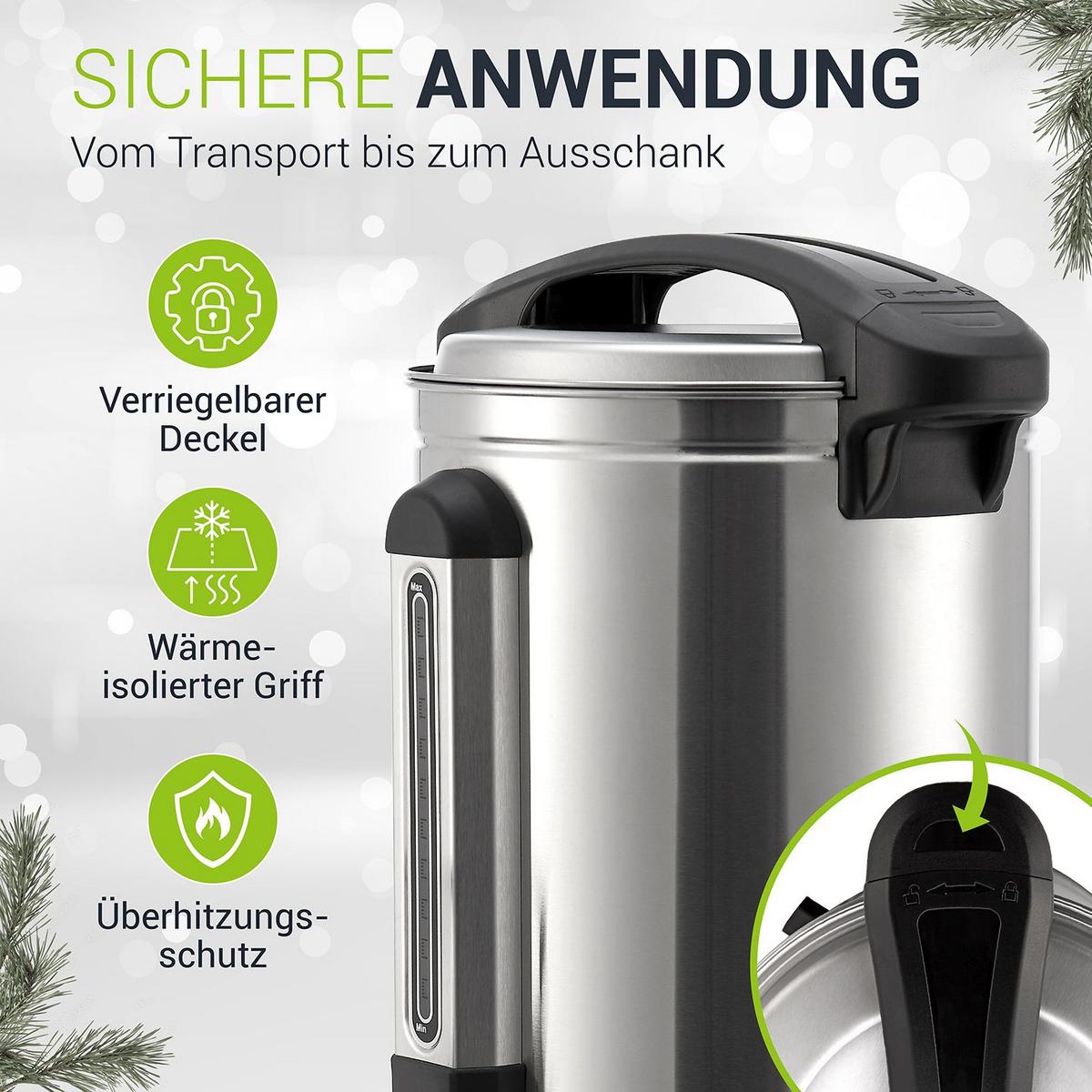 GLÜHWEINKOCHER Teramo 10 L - Silberfarben, Metall (30/50/23cm) - Juskys
