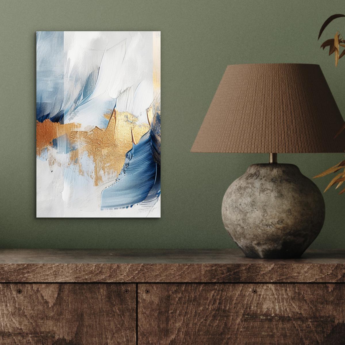 METALLBILD Gold - Blau - Aquarell - Kunst - Modern 20x30 cm - Hellblau, Metall (20/30cm) - MuchoWow
