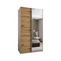 SCHWEBETÜRENSCHRANK 245,5/140/64 2-türig - Silberfarben/Eiche Artisan, Holz/Metall (140/245/64cm) - Abiks Möbel