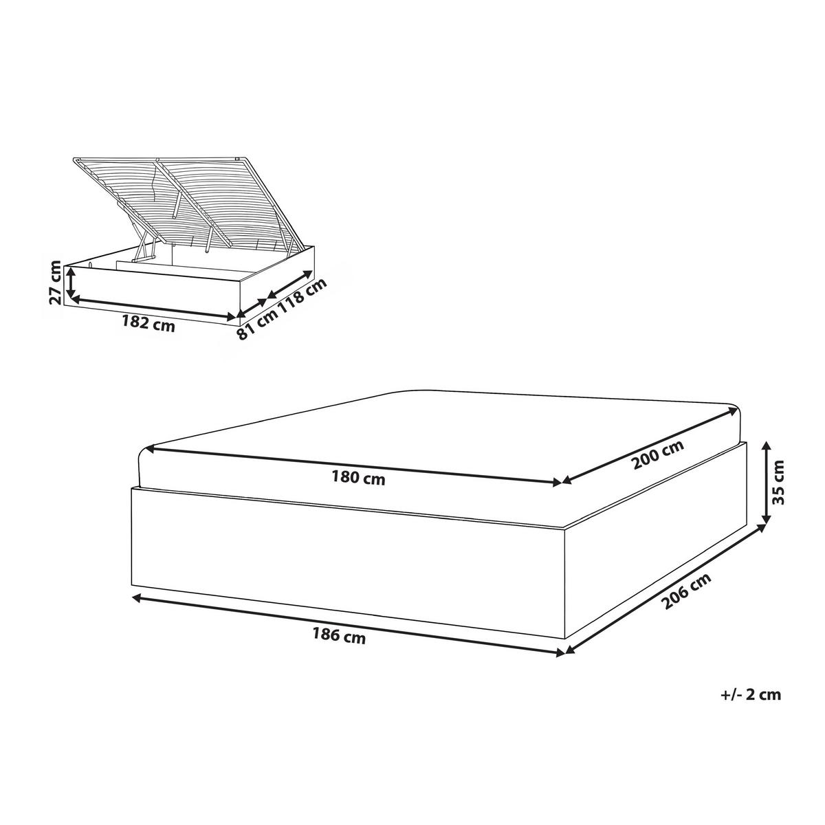 BETT mit Stauraum ohne Kopfteil 180/200 cm MDF-Platte Hellbraun Etel - Hellbraun, Holzwerkstoff (180/200cm) - Beliani