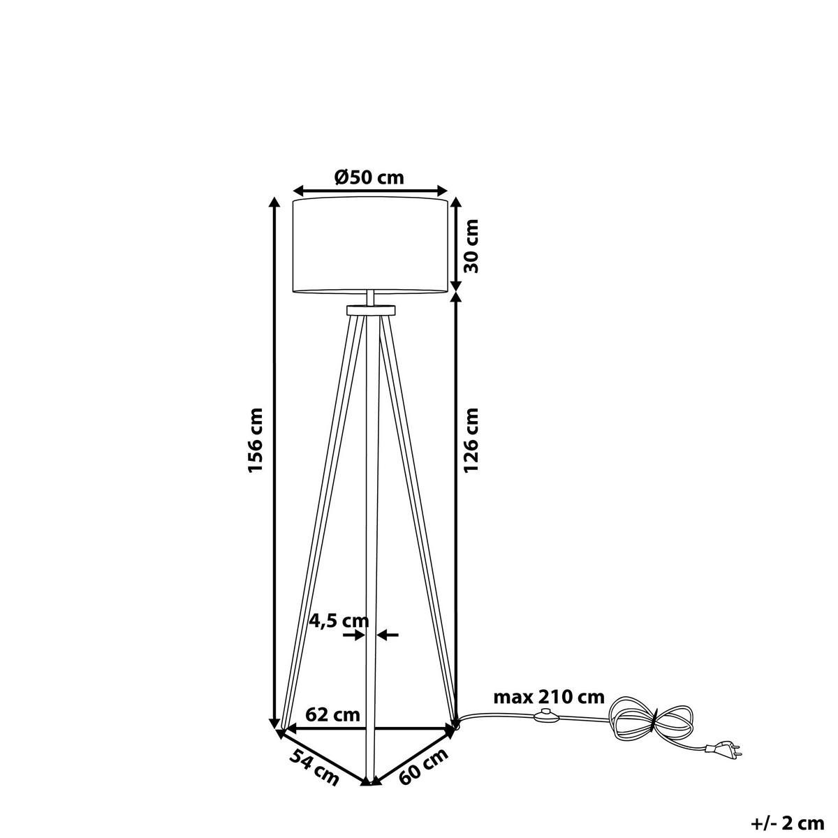 STEHLEUCHTE Stiletto 50/50/156 cm - Schwarz, Metall (50/50/156cm) - Beliani