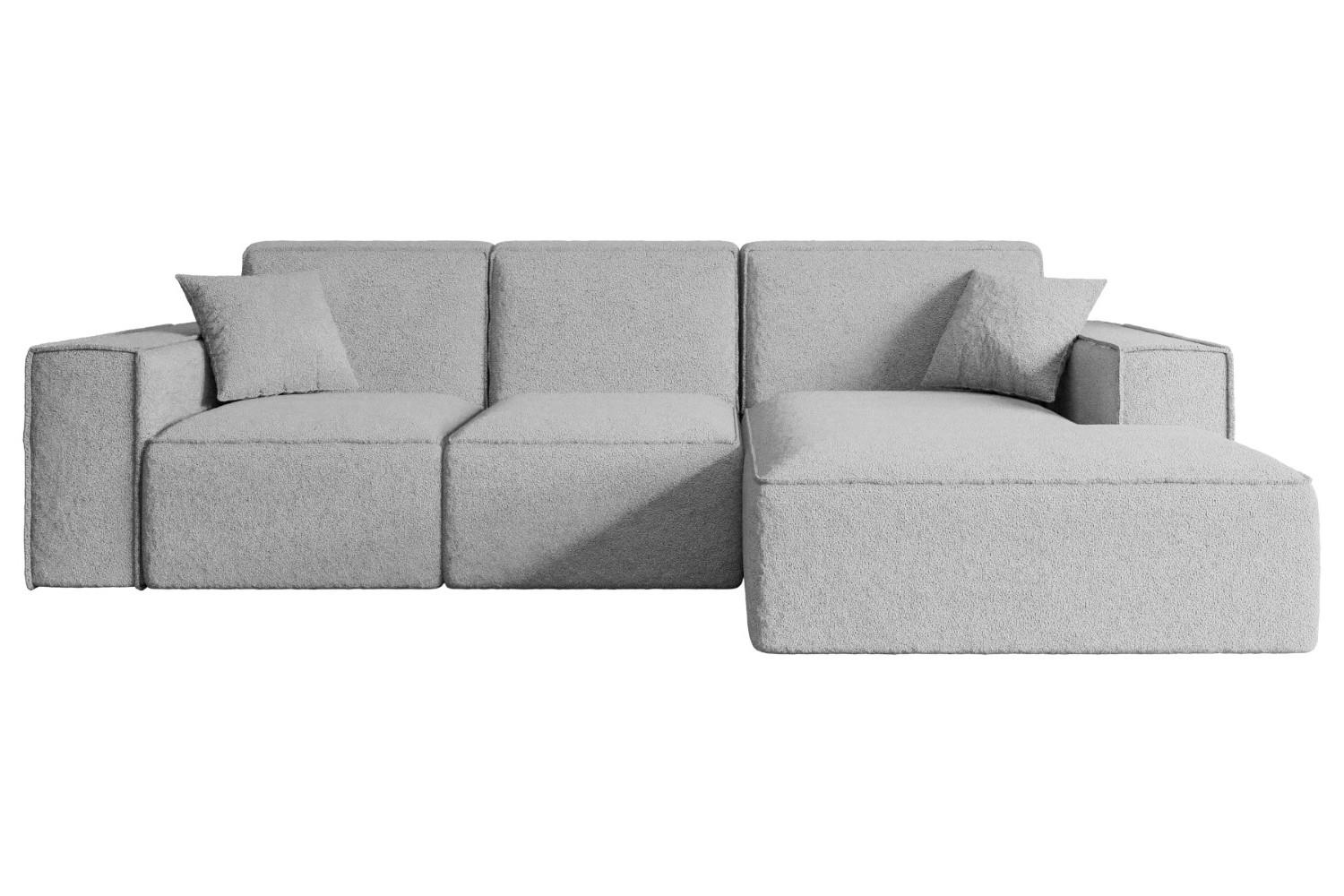 ECKSOFA Ottomane Rechts SERRA-L - 266x169x80 cm Hellgrau Bouclé - Hellgrau/Schwarz, Holzwerkstoff/Kunststoff (266/169cm) - ALTDECOR