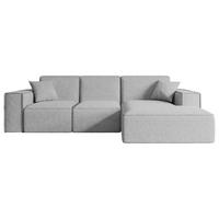 ECKSOFA Ottomane Rechts SERRA-L - 266x169x80 cm Hellgrau Bouclé - Hellgrau/Schwarz, Holzwerkstoff/Kunststoff (266/169cm) - ALTDECOR