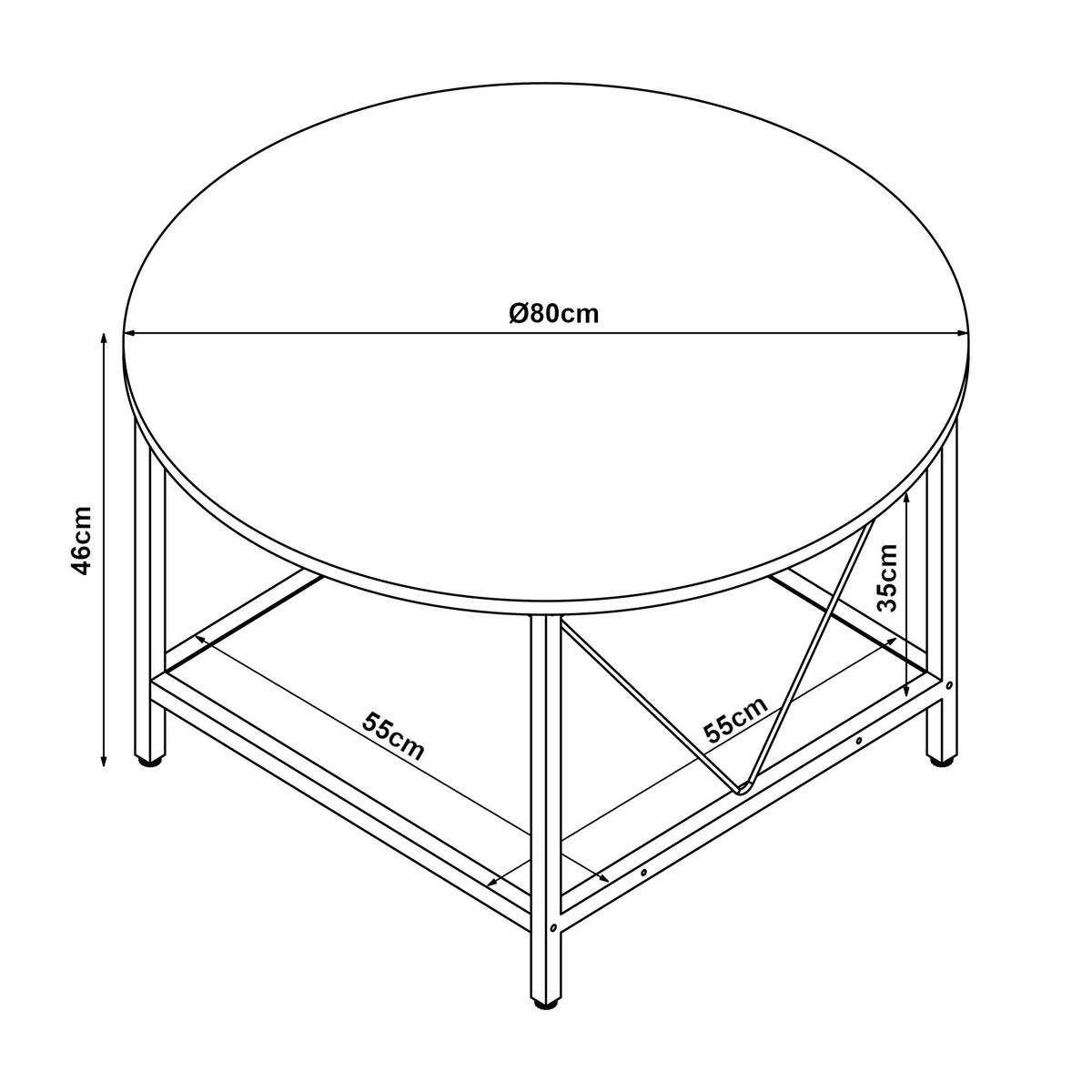 COUCHTISCH Filem 80/46 cm - Weiß, Holzwerkstoff/Metall (80/80/46cm) - [en.casa]