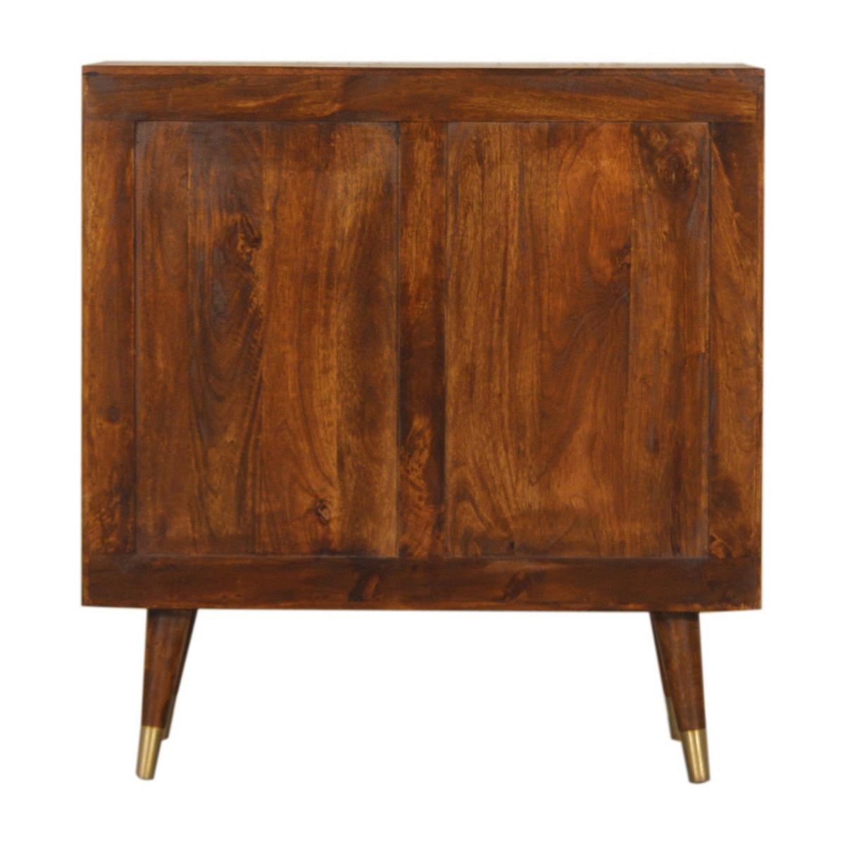 GOLDENER SCHRANK in einem reichen Kastanienholz-Finish, Nordische Beine, Gold und Braun - Messingfarben/Braun, Holz/Metall (75/80/35cm) - Artisan Furniture