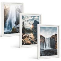 BILDER SET 3er Set - 40x60 cm Weißer Rahmen - Wasserfälle, Berge, Landschaften, Natur - Weiß, Kunststoff (40/60cm) - TULUP