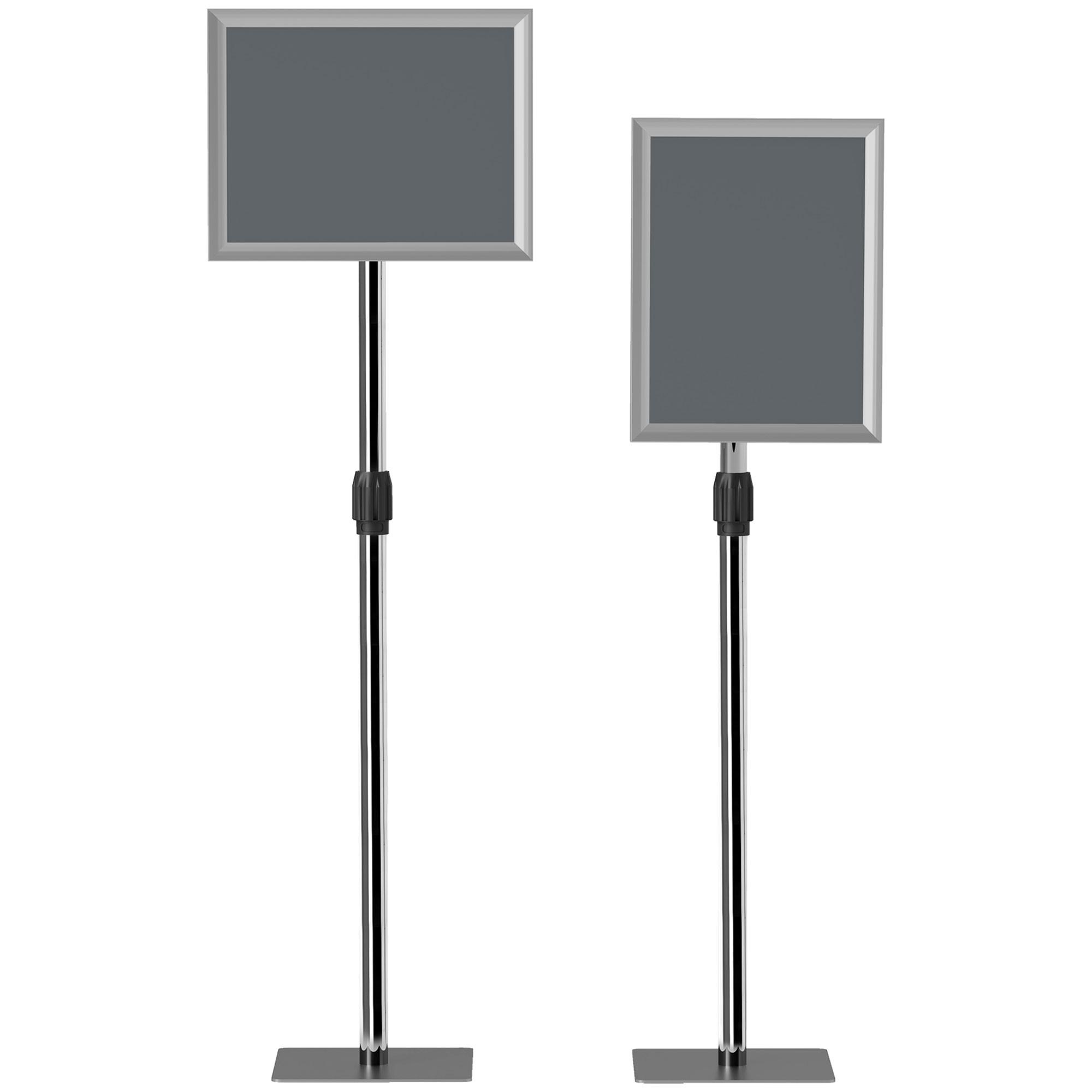 A3-PLAKATSTÄNDER Aluminium Edelstahl Silber - Silberfarben, Metall (30/135/45cm) - HOMCOM