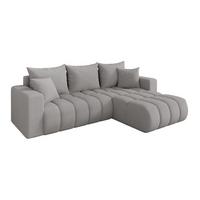 ECKSOFA mit Schlaffunktion Ottomane Rechts MILA-L-v1 277x195x86 Hellgrau Bouclé - Silberfarben/Hellgrau, Holzwerkstoff/Kunststoff (277/194cm) - ALTDECOR