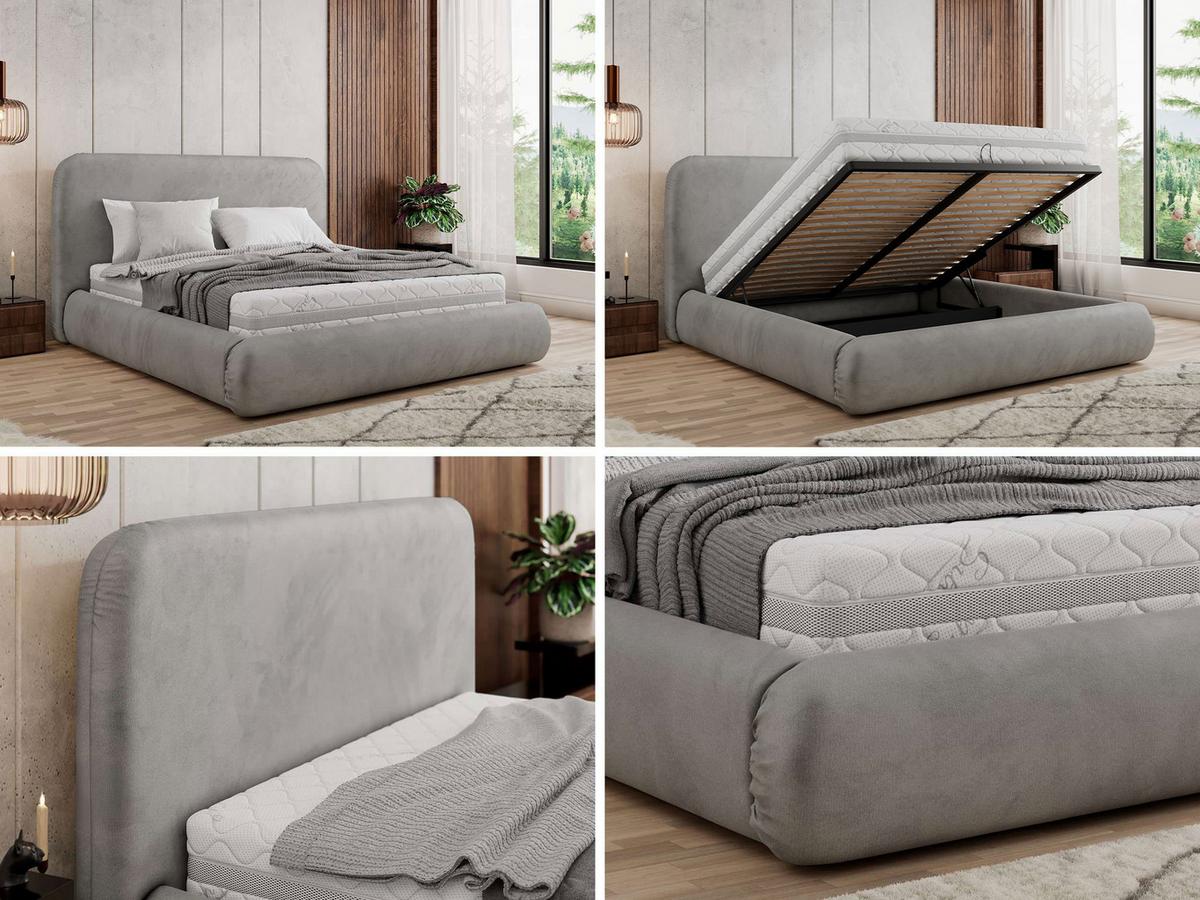 POLSTERBETT BENEA CLASSIC 200/200 - Hellgrau Velvet - ohne Matratze - Hellgrau, Textil (200/200cm) - MKS