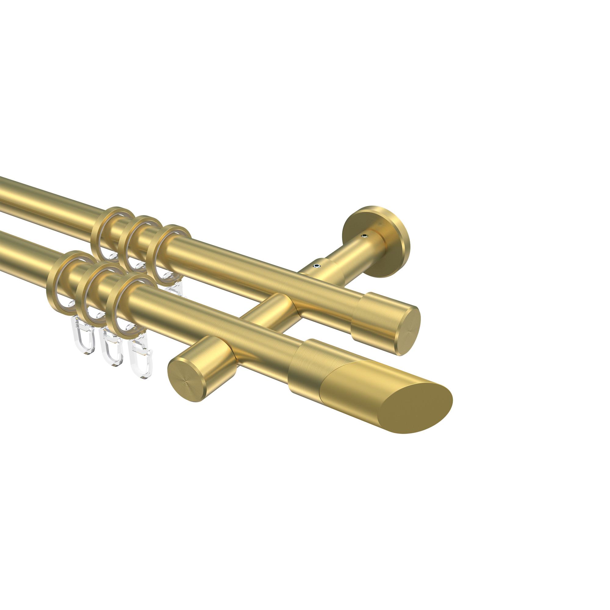 GARDINENSTANGE Prestige Verano 160 cm, 2-läufig, 20 mm Ø Messing-Optik - Messingfarben/Goldfarben, Metall (160cm) - INTERDECO