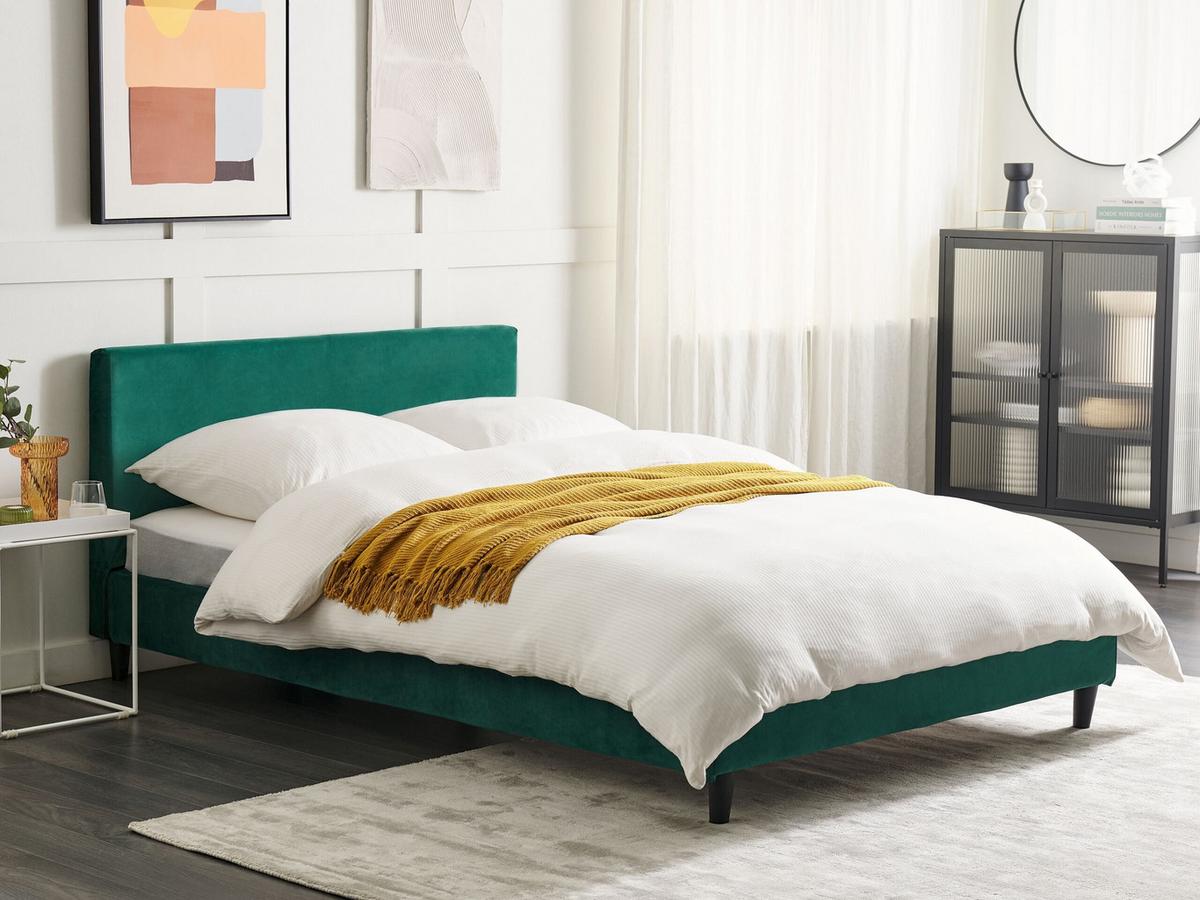 POLSTERBETT 140/200 cm Dunkelgrün Fitou - Dunkelgrün, Textil (140/200cm) - Beliani
