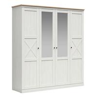 SCHRANK 4 Türen Victoria Weiß und Holz - Weiß, Holzwerkstoff (203/220/58cm) - Petits-meubles