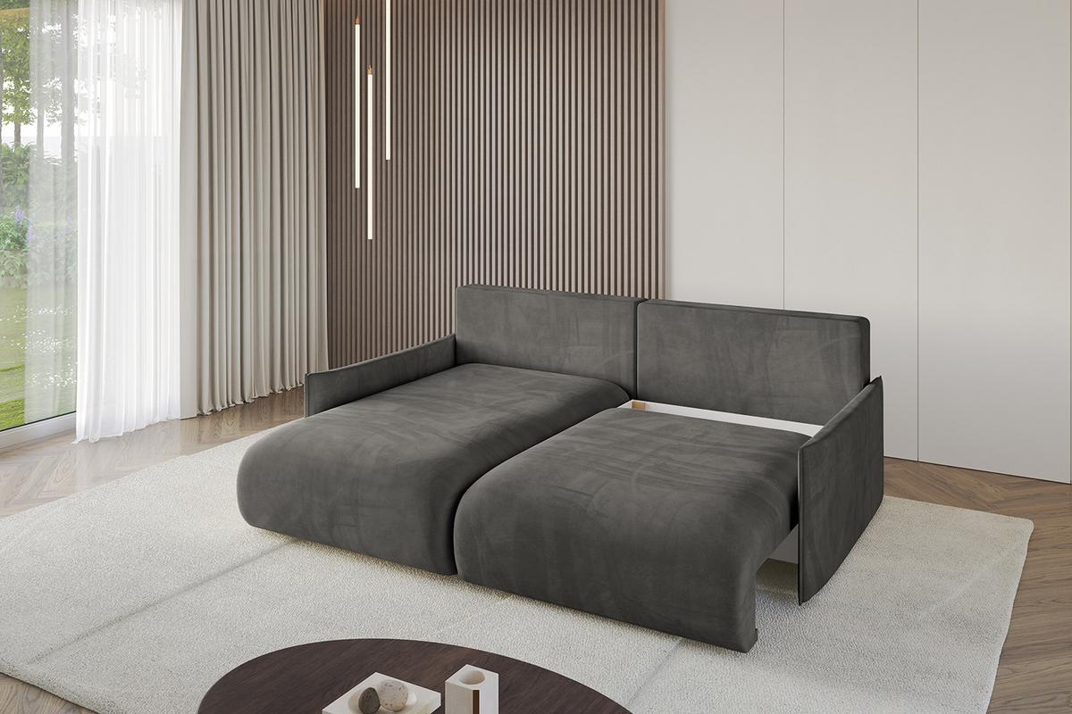 ECKSOFA Ottomane links ONESK-L -v1 216x177x72 Dunkelgrau Velours - Anthrazit, Holzwerkstoff/Kunststoff (216/177cm) - ALTDECOR