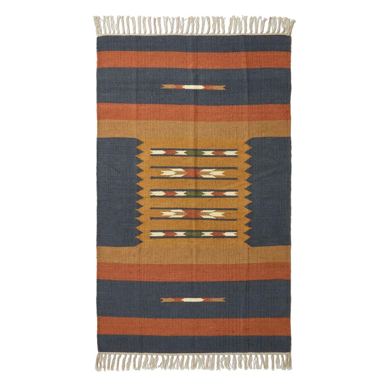 KELIM-TEPPICH Lundi Blue handgewebt 120/170 cm - Multicolor, Textil (120/170cm) - Homescapes