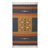 KELIM-TEPPICH Lundi Blue handgewebt 120/170 cm - Multicolor, Textil (120/170cm) - Homescapes